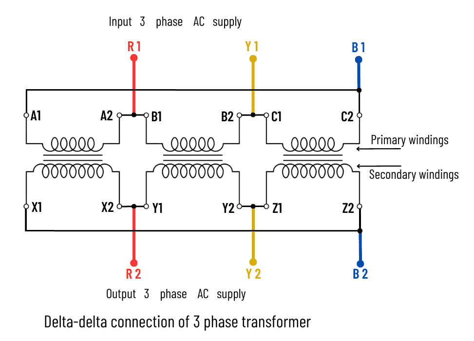 Delta delta connection of 3 phase transformer Delta delta connection of 3 phase transformer